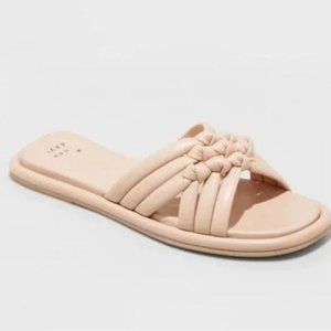 NWT A New Day Blush Dulce Braided Comfort Slide Sandal, 8.5
